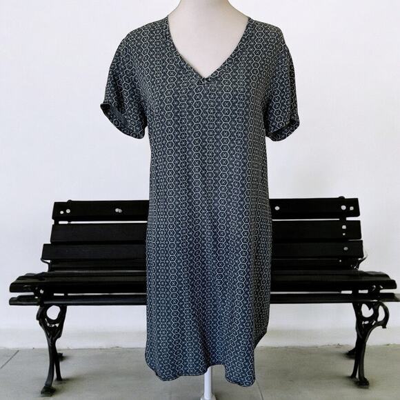 Cloth & Stone Women's V-Neck Short Sleeves Blue & White Dress Size M - Picture 1 of 8